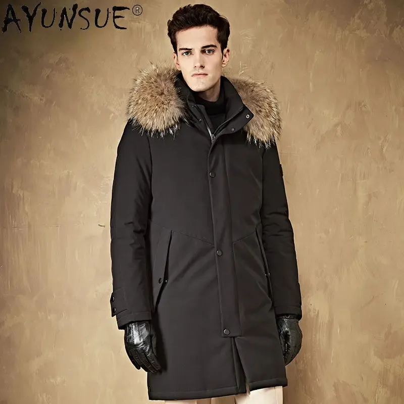 Parkas pour hommes veste d'hiver veste rembourrée pour hommes veste bouffante en duvet de canard blanc pour hommes manteau médi-long décontracté Jaqueta Masculina FCY231023