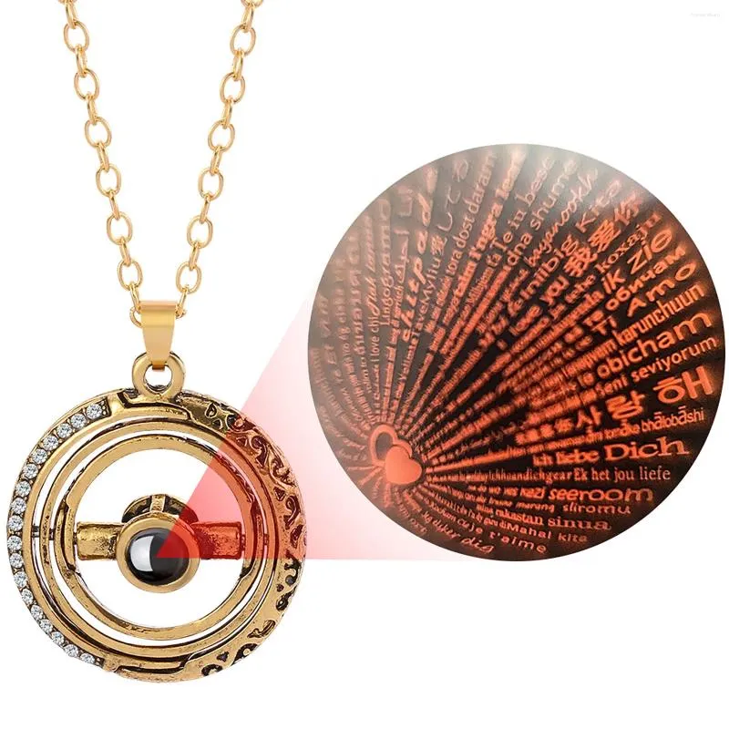 Chains Necklace Love You 100 Ball Astronomical Projecti Languages Projection I Rotating Necklaces Pendants