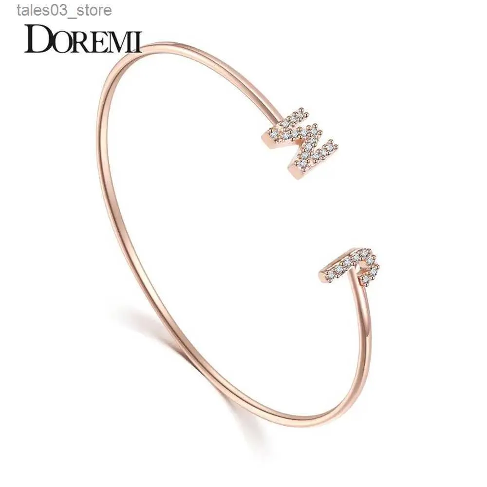 Charm Bracelets DOREMI Custom Letter Bracelet Baby bangle Zirconia Pave Setting Initial bracelet Child Adult size for Unique Cuff Jewelry Q231025