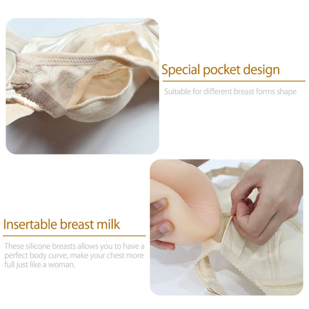 ONEFENG 6020 Silicone Breast Prosthesis Crossdress Boobs Pocket