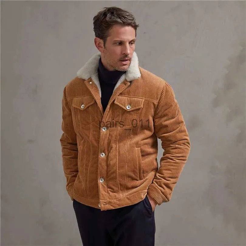 Jackor 100% bomullsordnary Autumn Winter Men Cashmere American Casual Coat Spring Thick Vintage Mens kläder 2023 YQ231025