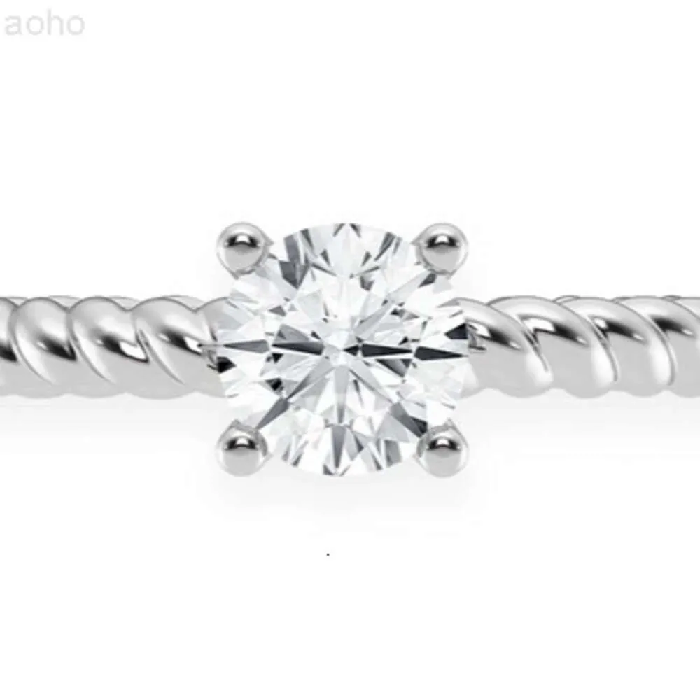 Hip Hop Jewelry 925 Sterling Silver Infinity Rope Ring VVS Moissanite Round Brialliant Cut Diamond Engagement Rings