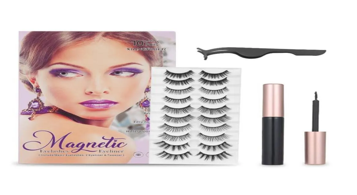 10 Paar falsche Wimpern, 2 Stück magnetischer Eyeliner mit Pinzette, verbessertes Kit für magnetischen Eyeliner und Wimpern 7269242