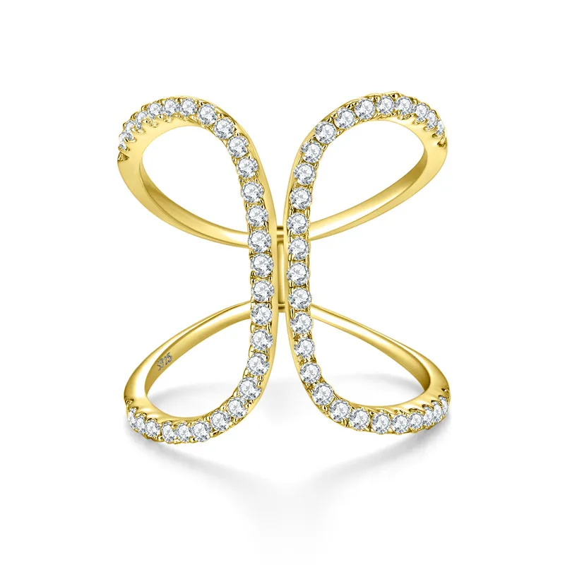 Diamant-Test bestandener Moissanit-Ring, 925er-Sterlingsilber, Gelb-Weiß-Gold plattiert, voller Bling-Diamantringe für Mädchen und Frauen, Braut-Verlobungsschmuck, Geschenk