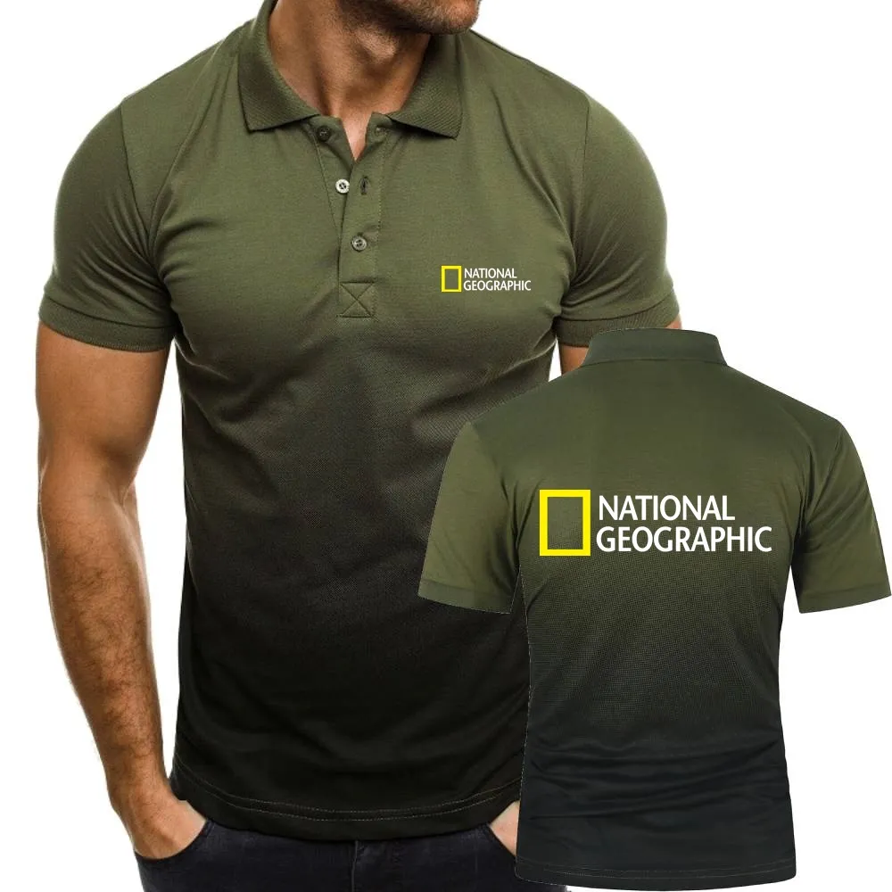 メンズポロシャツミリタリースタイル短袖Tシャツ男性トップティースポーツウェアコントラストカラートップシャツナショナルジオグラフィックポロスジャージー
