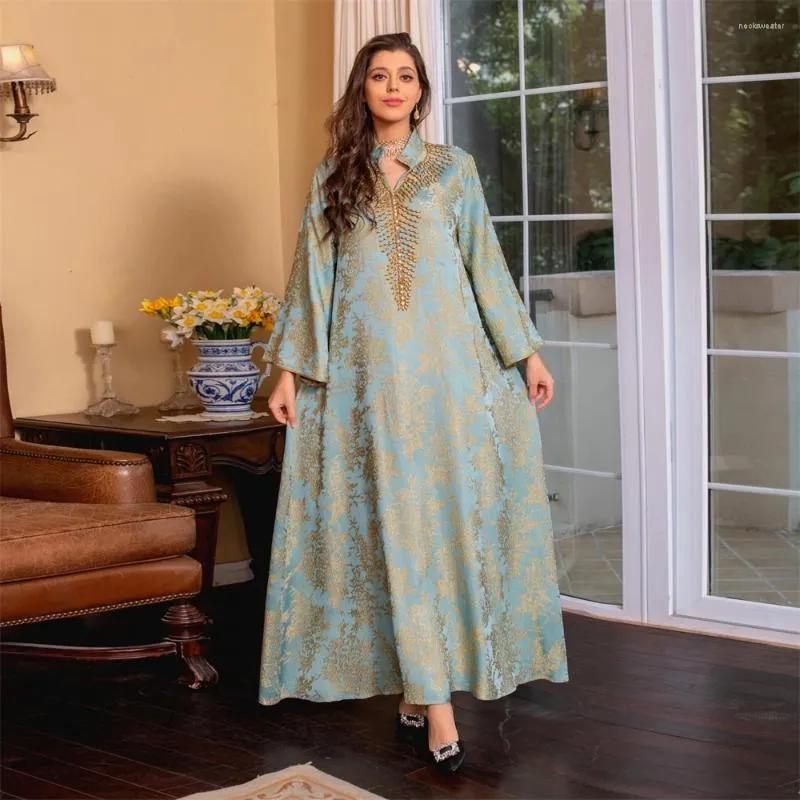 Elegant Beaded Kaftan Abaya Moroccan Style Eid Dress, Dubai