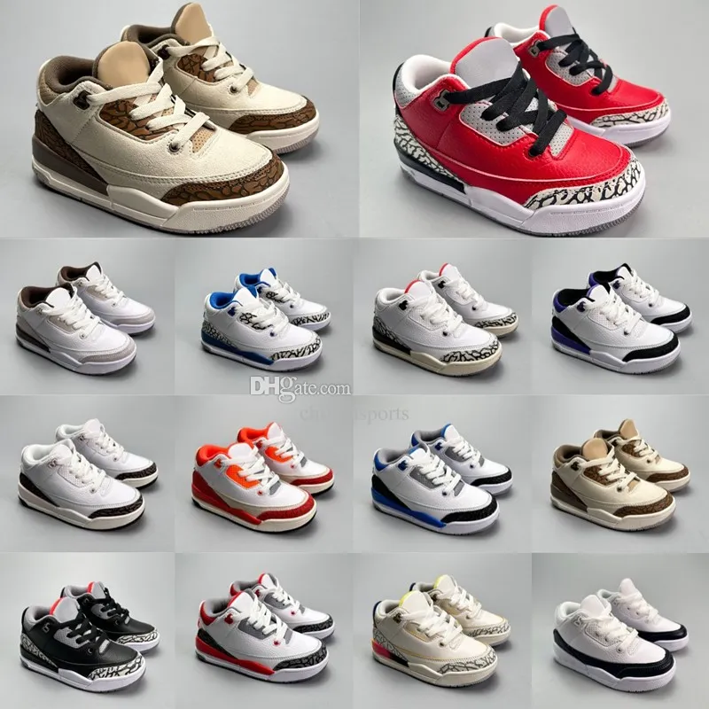Jumpman 3s Baskets pour tout-petits 3 Chaussures pour enfants Designer garçons Basketball Red Oreo Black Cat Fire White Youth Shoe Baby Sports formateurs