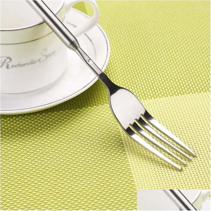 Set di stoviglie Set di stoviglie Forchetta allungabile Posate lunghe in acciaio inossidabile Set da cucina Accessori da cucina Cucina da giardino di casa, Dinin Dhgz5