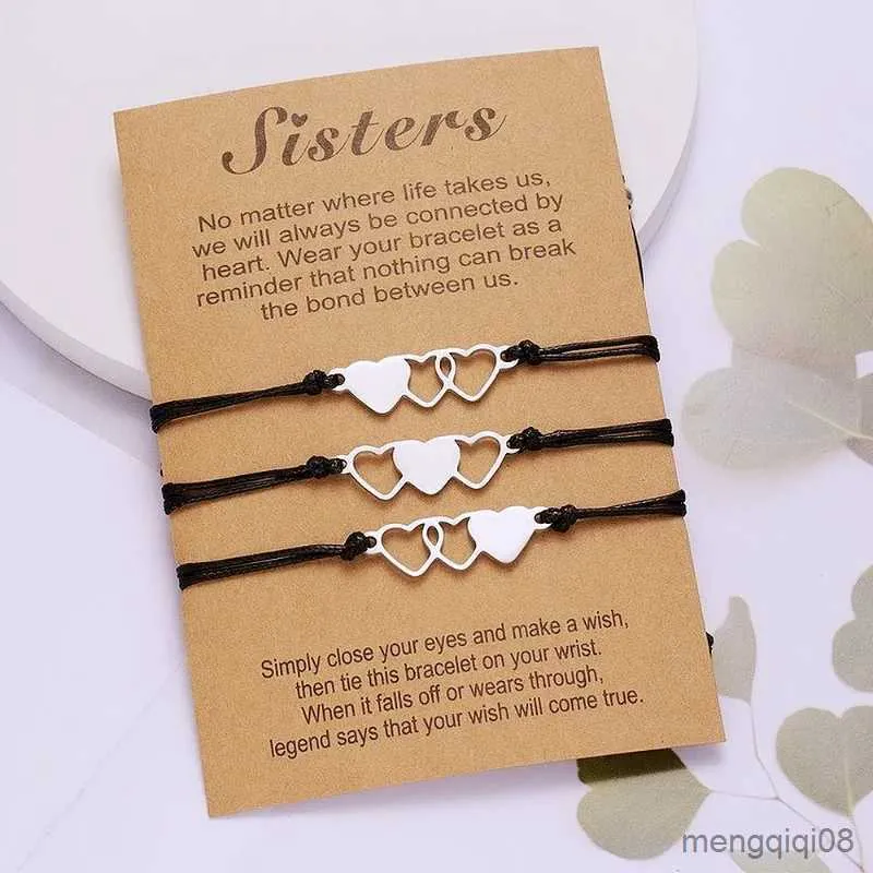 Chain Fashion Sisters Card Heart Bracelet for Girl Creative Stainless Steel Good Friend Bracelet Birthday Friendship Jewelry R231025