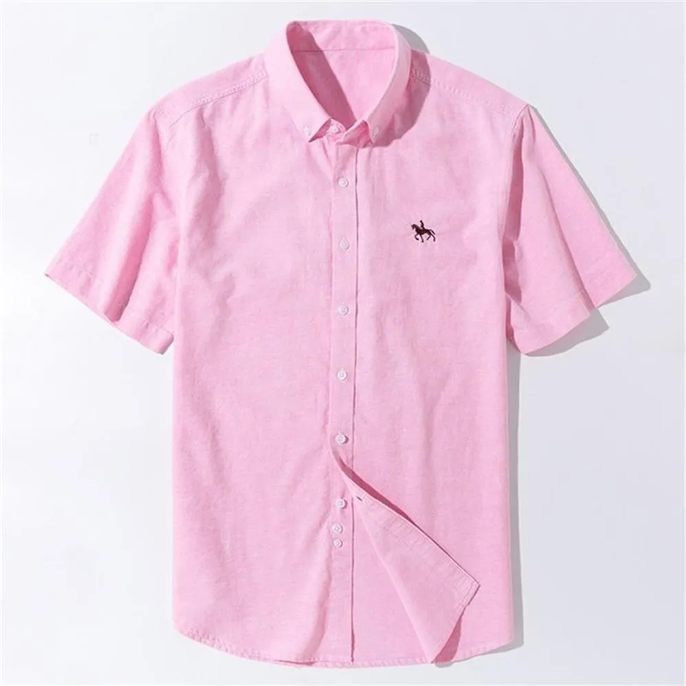 Summer Short Sleeve Turndown Collar Regular Fit Oxford Fabric 100% Cotton Excellent Comfortable Business Men Casual Shirts 2107152517