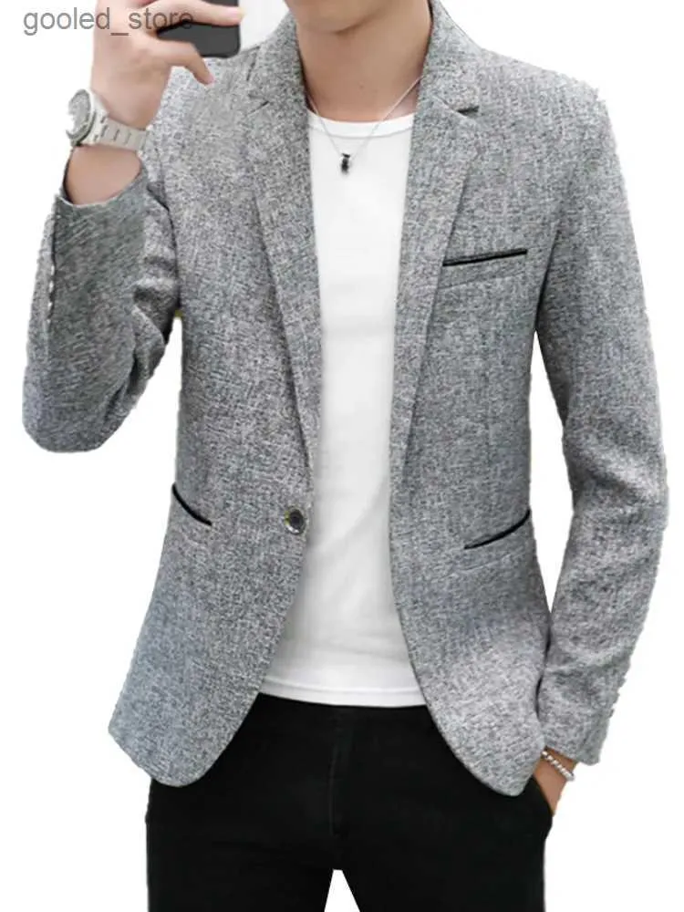 Herenpakken Blazers Nieuwe Mode Casual Heren Blazer Katoen Slanke Korea-stijl Pak Blazer Masculino Mannelijke Pakken Jas Blazers Herenkleding Plus Size 4XL Q231025