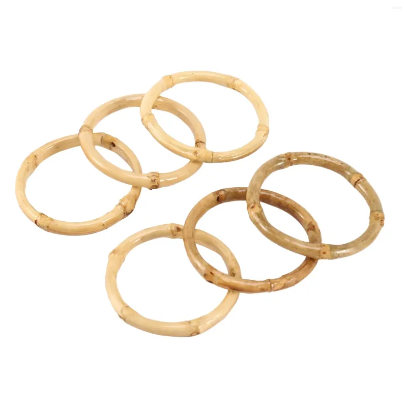 Pochettes à bijoux ronds de serviette en bambou faits à la main, supports rustiques naturels, anneaux de support, décorations de Table, ensemble de 6