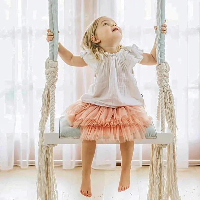INS Solid Wood Child Swing Chair With Cushion Safe Indoor Baby Room Home Decor Furniture And Rocking Seat For Kids Swings Jumpers Bouncers Kid Hanging Set 231025 From Powerstore08 159.37 DHgate.Com