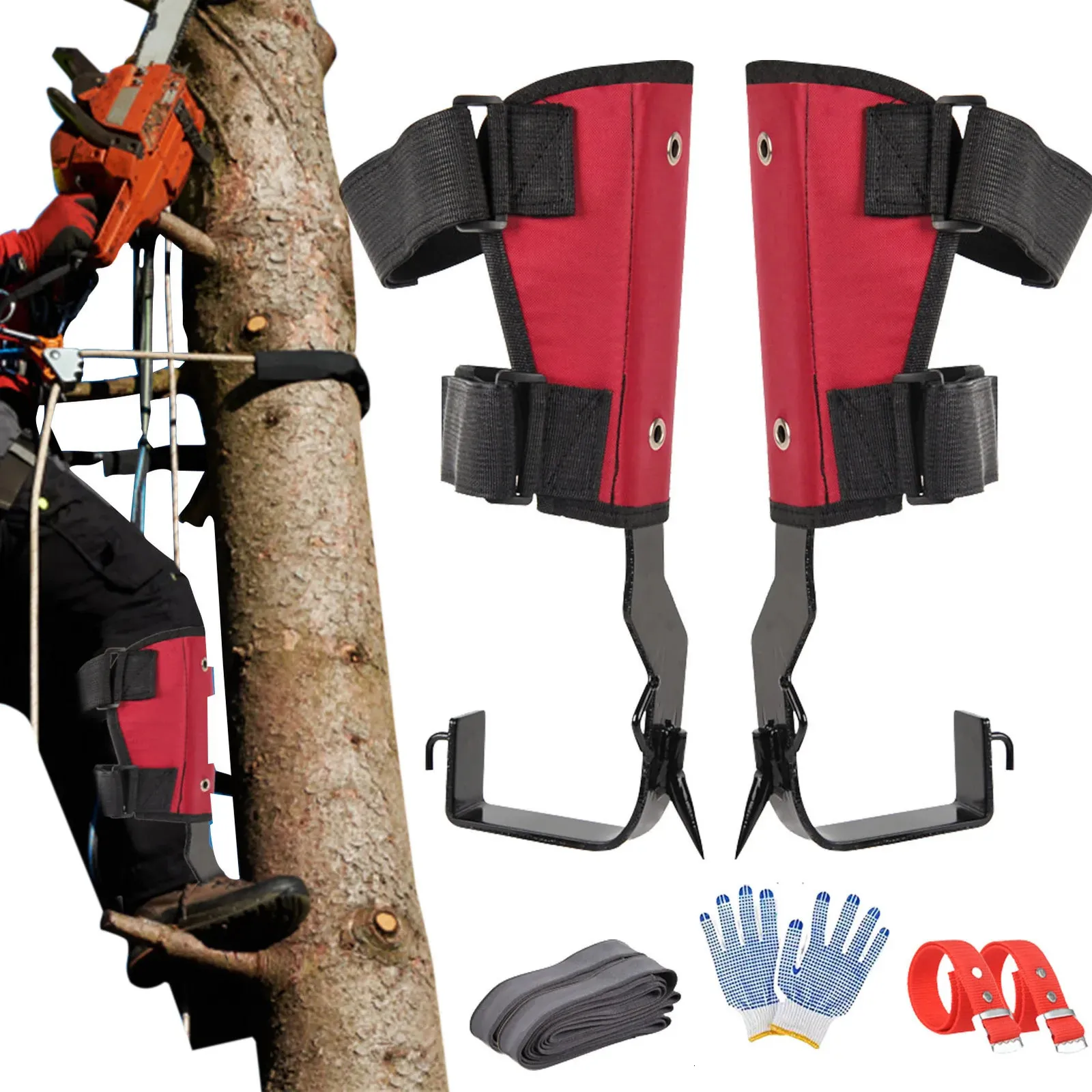 Conjunto de pontas de cordas de escalada, unhas de escalada, cordão ajustável, corda de resgate, acampamento, árvore, escalada, sobrevivência, ferramenta de caça com acessório de cinto de segurança 231124