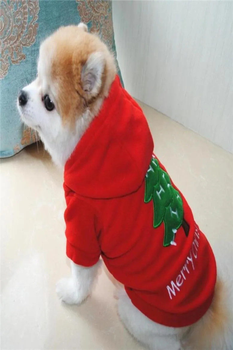 Vêtements de chien mignon joyeux Noël vêtements pour animaux de compagnie arbre flocon de neige imprimé manteau à capuche costume vacances décoration de Noël 8066418