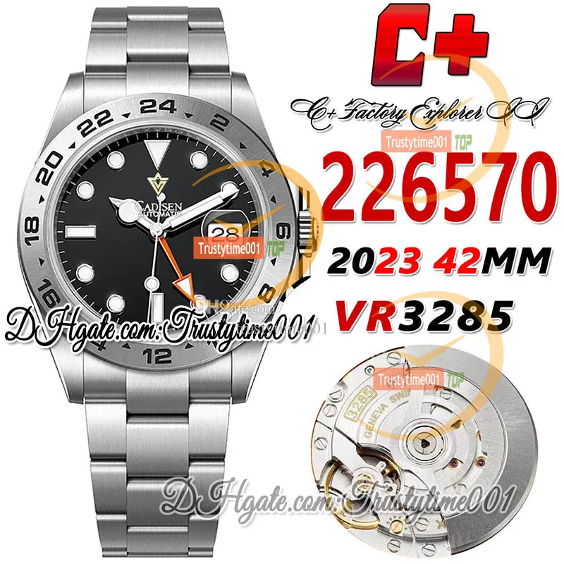 C + F CF GMT 42 mm cf226570 VR3285 Montre automatique pour homme Lunette brossée Cadran noir Marqueurs ronds Bracelet en acier OysterSteel 904L Super Edition Trustytime001Montres-bracelets