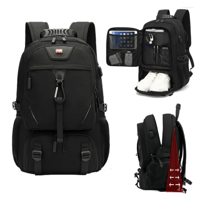 Backpack Large Trave Business Airplane Multifunction Trekking Laptop USB Charging Man Bag Expandable Backpacks With Shoes Pocket