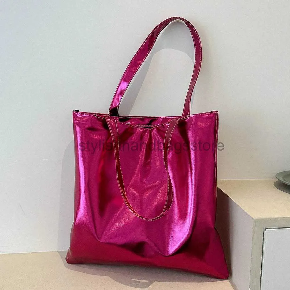 Borse a tracolla Secchiello Borsa grande moda Borsa a tracolla da donna Borsa semplice in pelle PU Portafoglio da donna casual lucido Borse da festaborse alla modanegozio