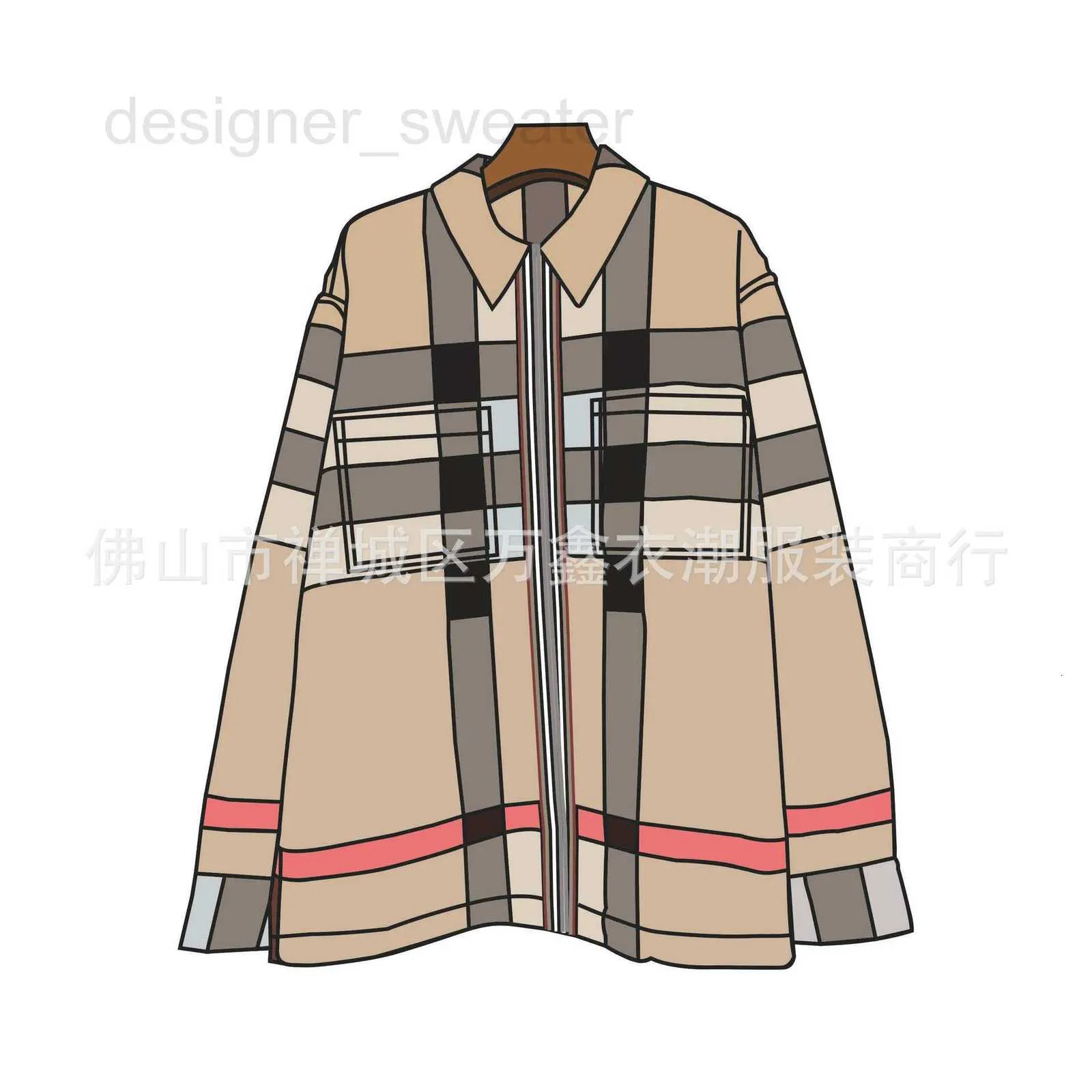 Herrjackor designer Autumn/Winter Wool Plaid Polo Collar dragkedja Plaid Plaid Casual Loose Size Top Jacket C515