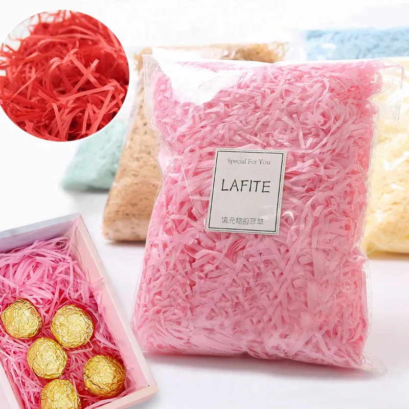 Present Wrap Diy Colorful Shredded Crinkle Paper Raffia Candy Boxes Wedding Marriage Home Decoration Party Presentförpackning Filling Material 231025