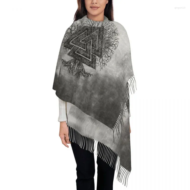 Ethnic Clothing Lady Large And Tree Of Life Yggdrasil Scarves Women Winter Fall Soft Warm Tassel Shawl Wrap Viking Norse Scarf
