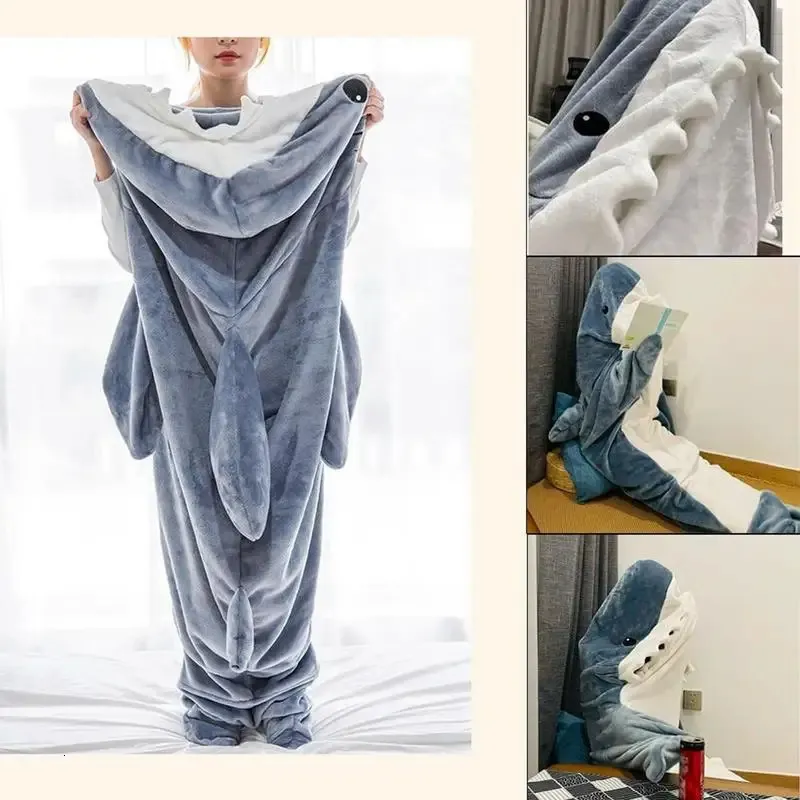 Cozy Shark Hooded Animal Sleeping Bag Cartoon Pajamas For Office And Home From Dao09 60.54 DHgate.Com Better Than Pottery Barn Crate Barrel