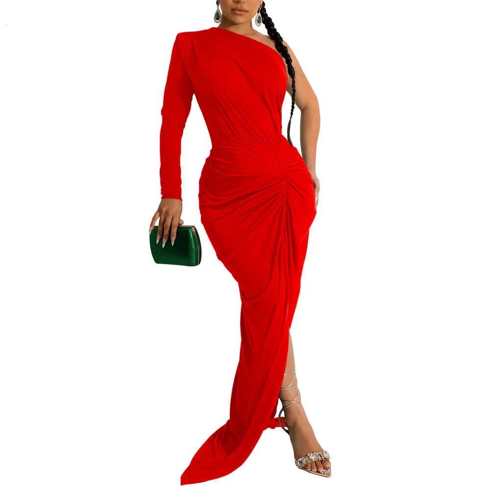 open lace back dress Black Ruched Mesh One Shoulder Long Sleeve Maxi Dress main image 1