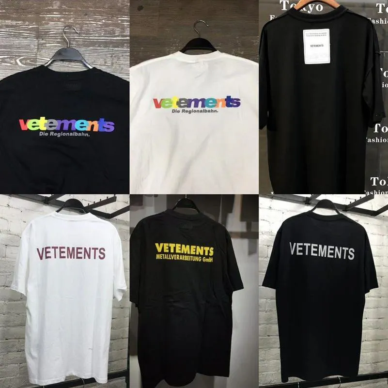 Vetements T Shirt Men Man Shimtheeve Big Tag Hip Hop Roose Casuare Embroidery Vetements Tees Black White TシャツトップティーX072286U