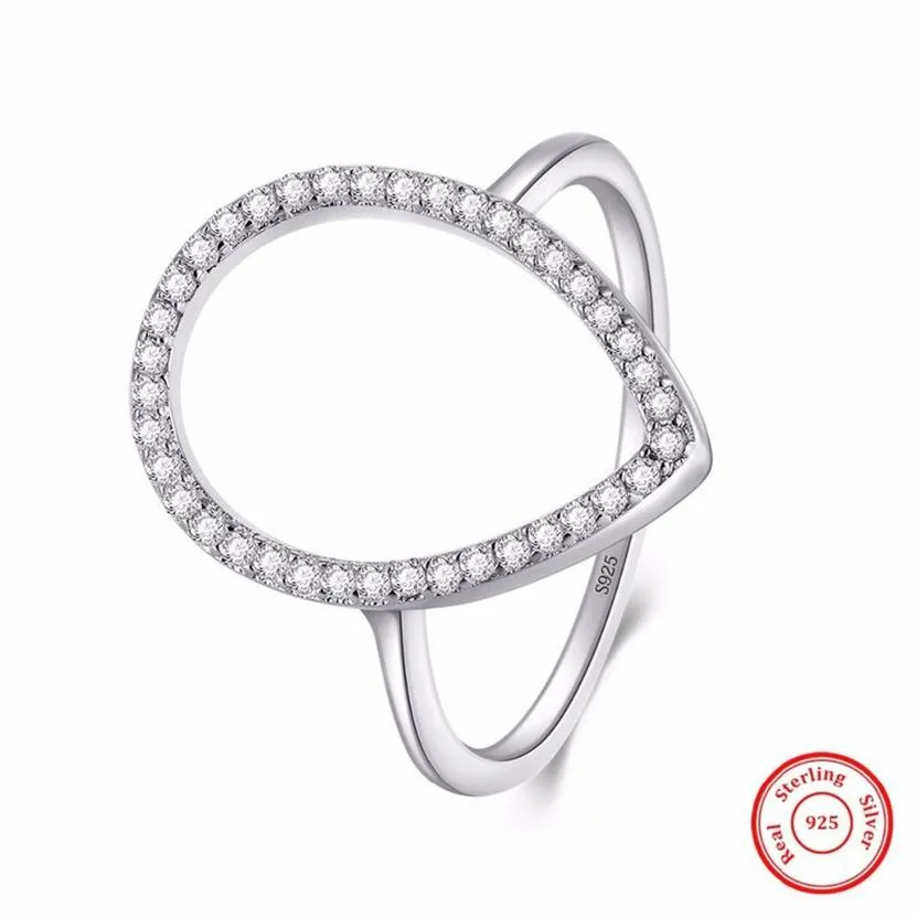 Choucong nova moda oco cz zircônia pêra gota de água clássico anel jóias de casamento espumante 100% 925 anéis de prata esterlina 271y