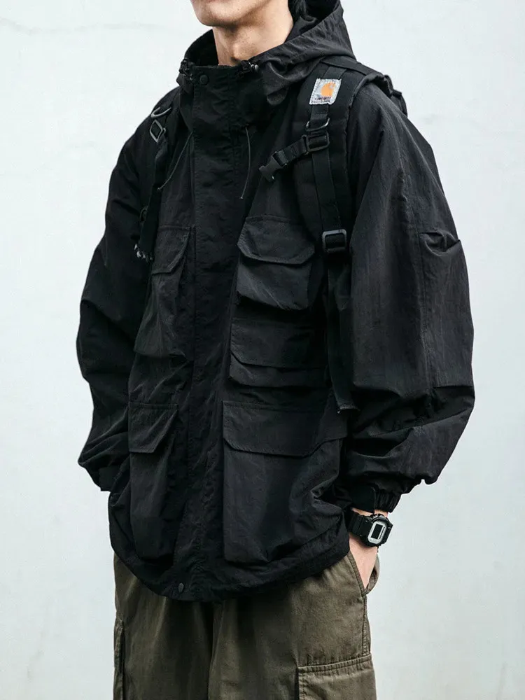 Mens Multi Pocket Down Parka Jacket Japanese Harajuku Mens Multi Pocket Down Parka Jacket Japanese Harajuku