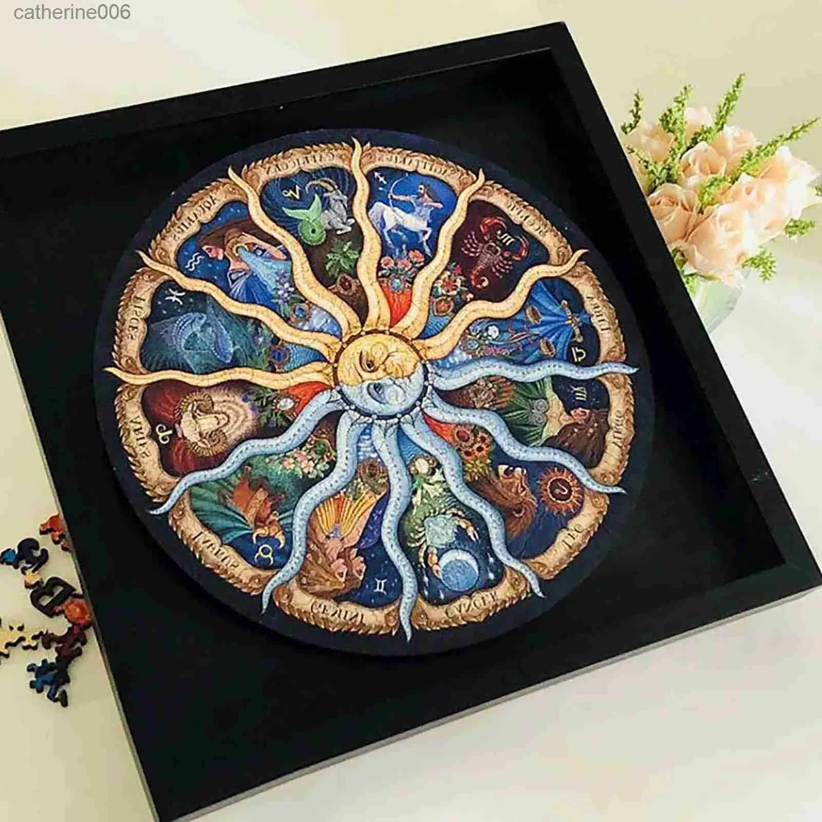 Yingxin34 Puzzle 1000 Pezzi Puzzle per Adulti Puzzle Classico 3D Puzzle Nero Pegasus Pattern da Collezione Modern Home Decoration Puzzle Circolare