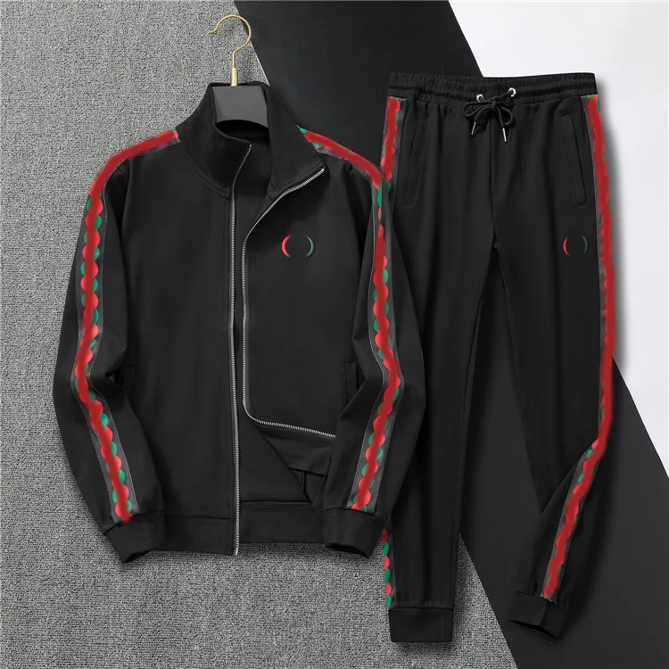 2024 autumn winter fashion Red green stripes twist Men's tracksuit luxury MUSIC Zipper pocket mens designer windbreaker breathable black