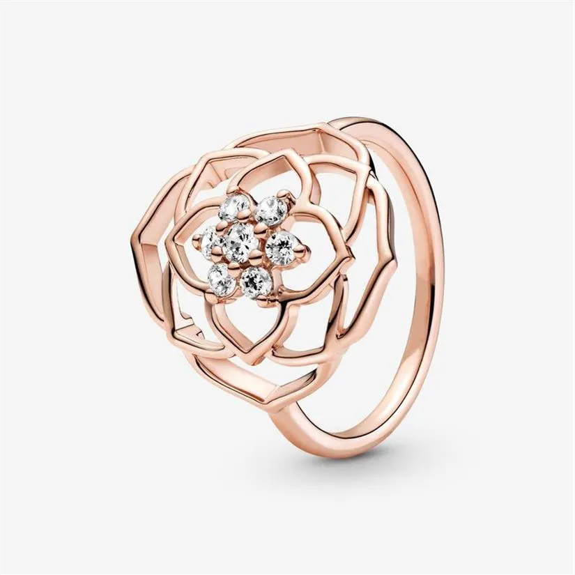 Bague de déclaration en argent Sterling 100% avec pétales de Rose pour femmes, bague de fiançailles, de mariage, à la mode, 3138, 925