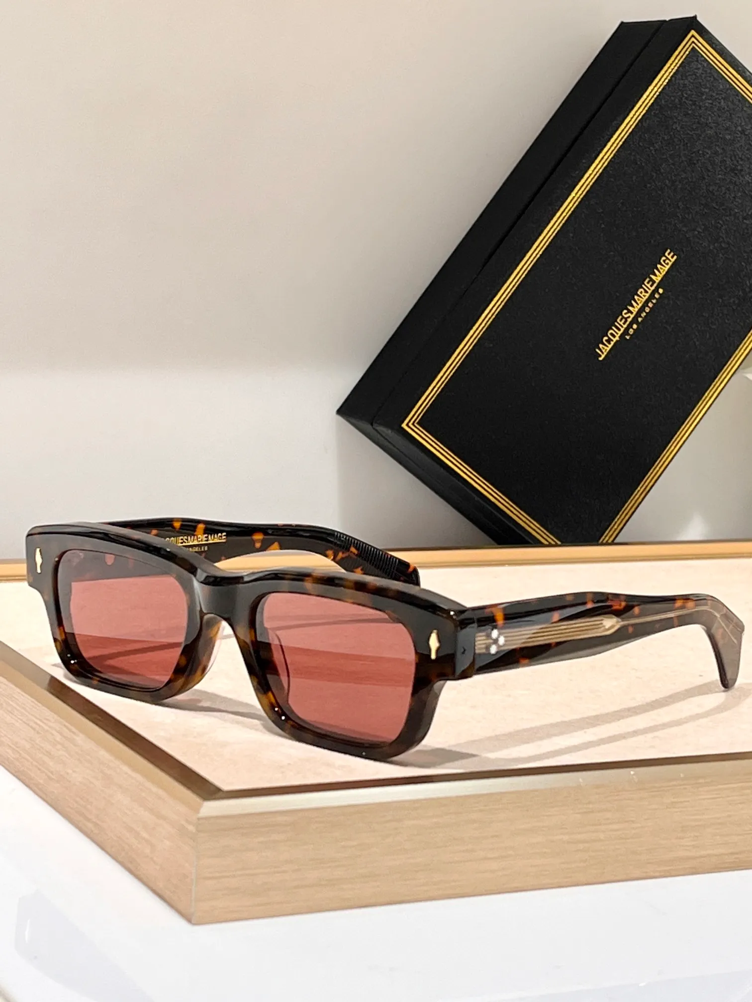 JACQUES MARIE MAG JEFF Lunettes de soleil pour femmes faites à la main avec monture en plaque épaisse lunettes pliables de luxe de qualité lunettes de soleil de créateur pour hommes Saccoche Trapstar S1