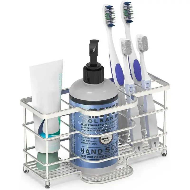 Porte-brosse à dents en acier inoxydable, avec 6 fentes, organisateur d'évier de salle de bains, organisateur de rangement de dentifrice, accessoires de salle de bains noirs 231025