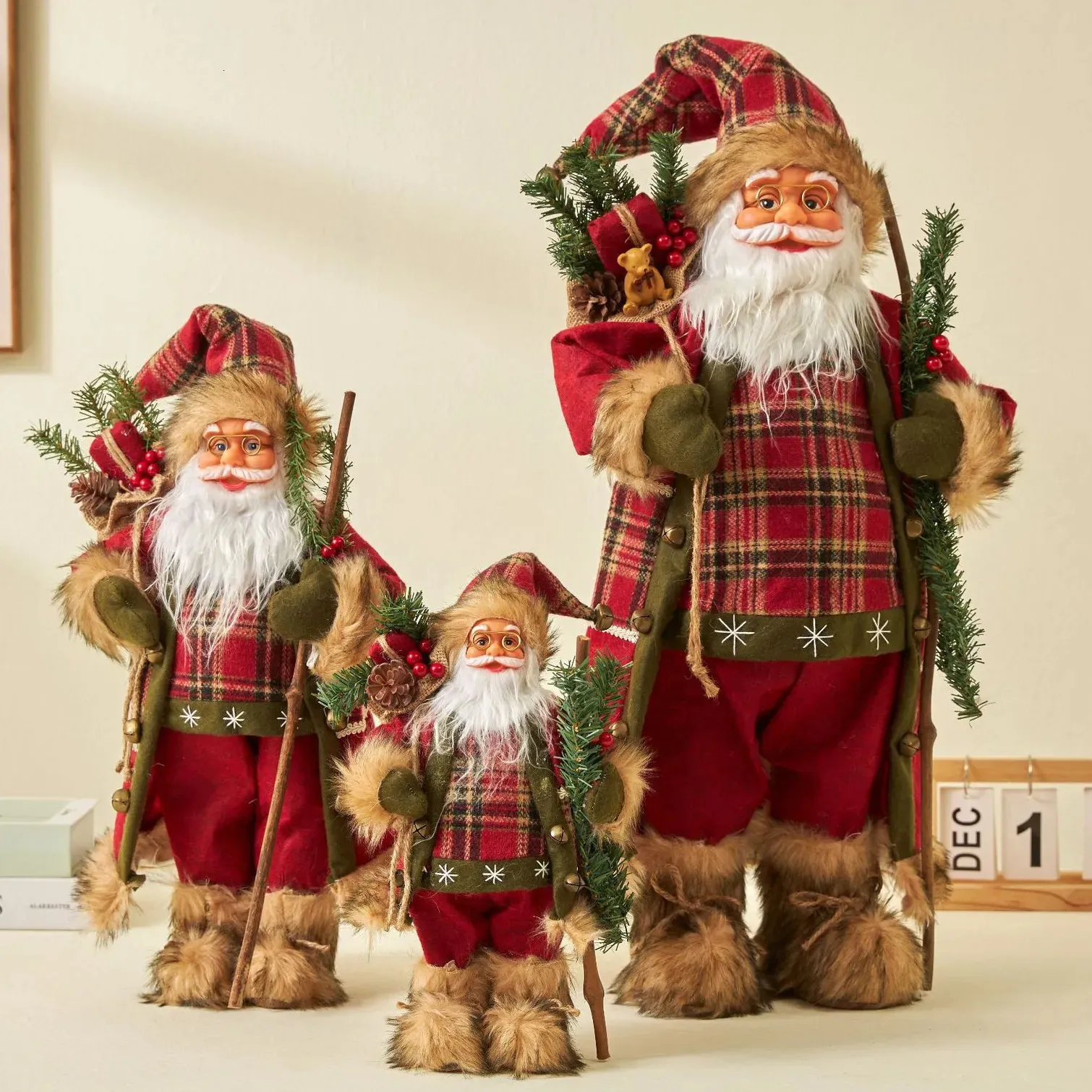 Kerstversiering Kerstman Pop Rode geruite hanger 2023 Gelukkige boom decoratie voor familie kinderen Naviidad Gift 231025