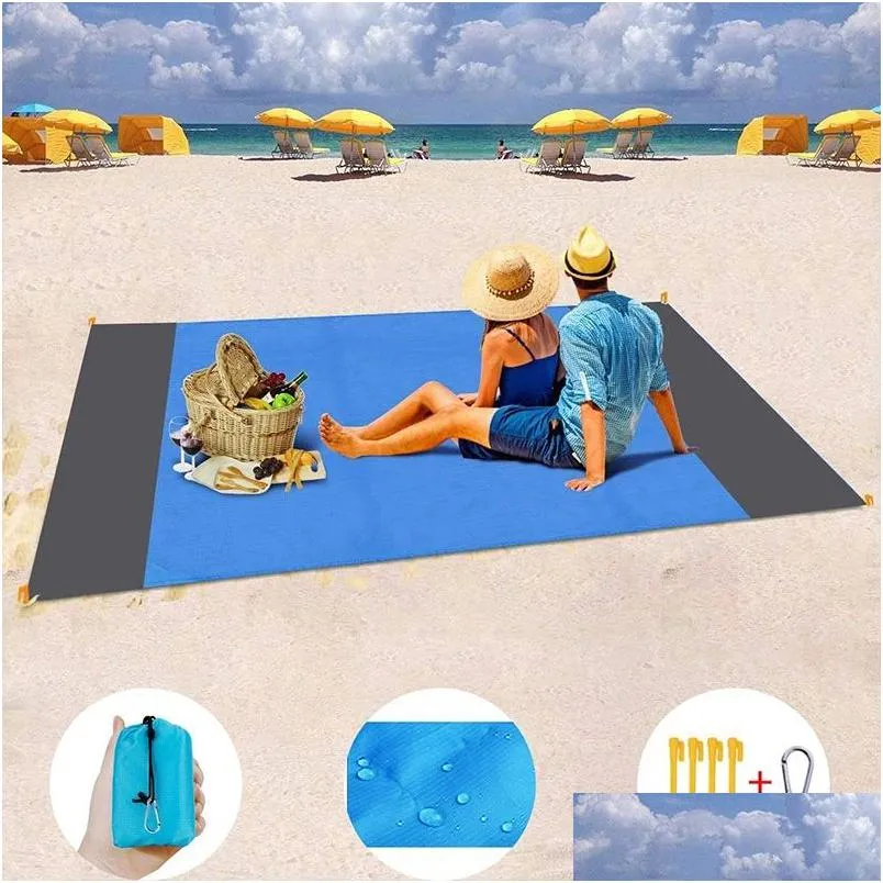 Blankets Beach Blanket Waterproof Sandproof Picnic Blankets Oversized For 4-7 Adts Lightweight Durable Mat Quick Drying Travel Drop De Dhr5X