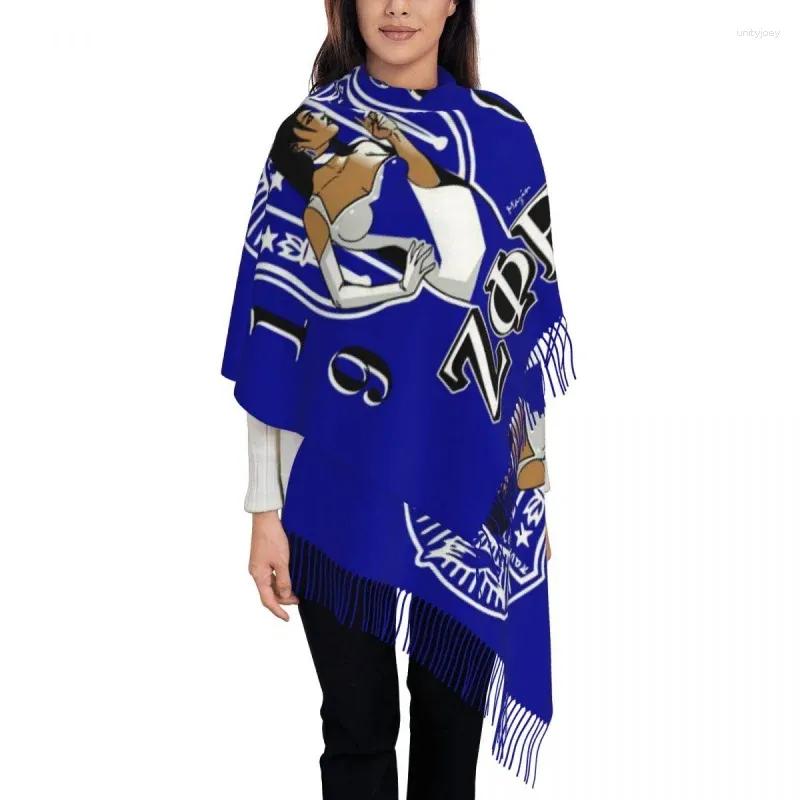 Ethnic Clothing Zeta Phi Beta ZOB Scarf Wrap For Women Long Winter Fall Warm Tassel Shawl Unisex Greek Letter 1920 Scarves