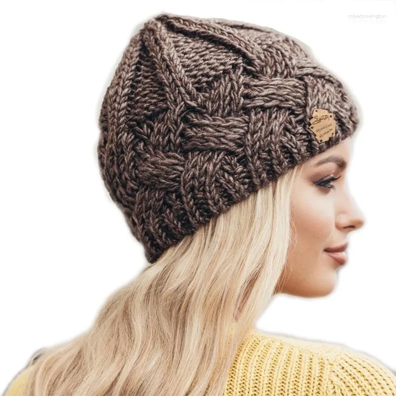 Beanies Beanie/Skull Caps Fashion European Women Hat 2023 Winter Hats For Beanie Pure-Color Curled grov ullmössa uppvärmning Stickade Beanies1