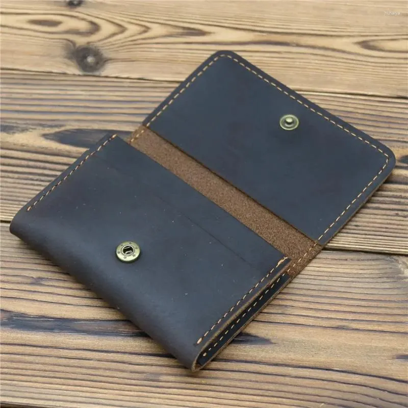 Kartenhalter Vintage Echtes Leder Halter Brieftaschen Männer Frauen ID Fall Männlich Organizer Kleine Haspe Geldbörse Tasche