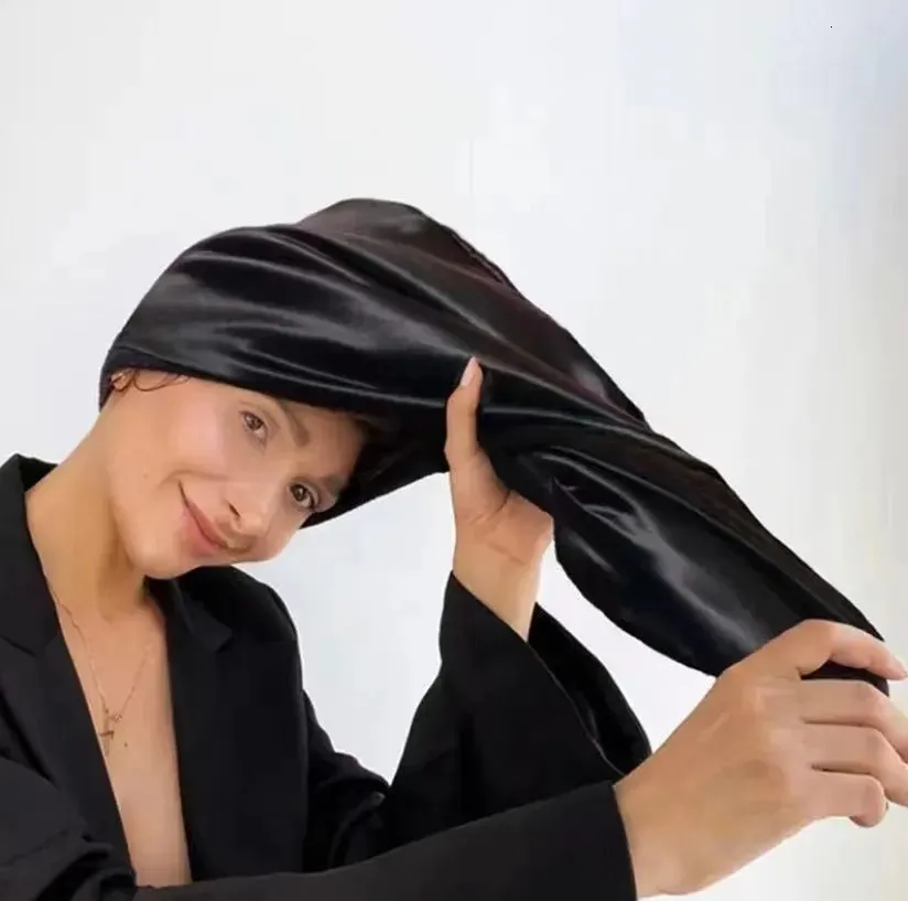 Asciugamano addensato in seta per asciugare i capelli Asciugamani grande in morbida microfibra ad asciugatura rapida Cuffia da doccia per donna Asciugacapelli lungo Turbante assorbente elastico 231025