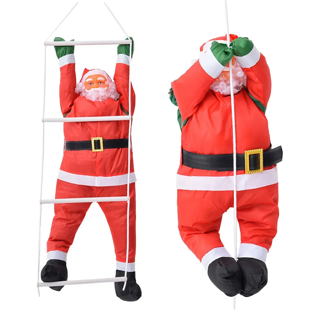 クリスマス装飾90cmクライミングロープラダーサンタクロースペンダントハンギングドールツリーオーナメント屋外の家の装飾年ナビダッド231025