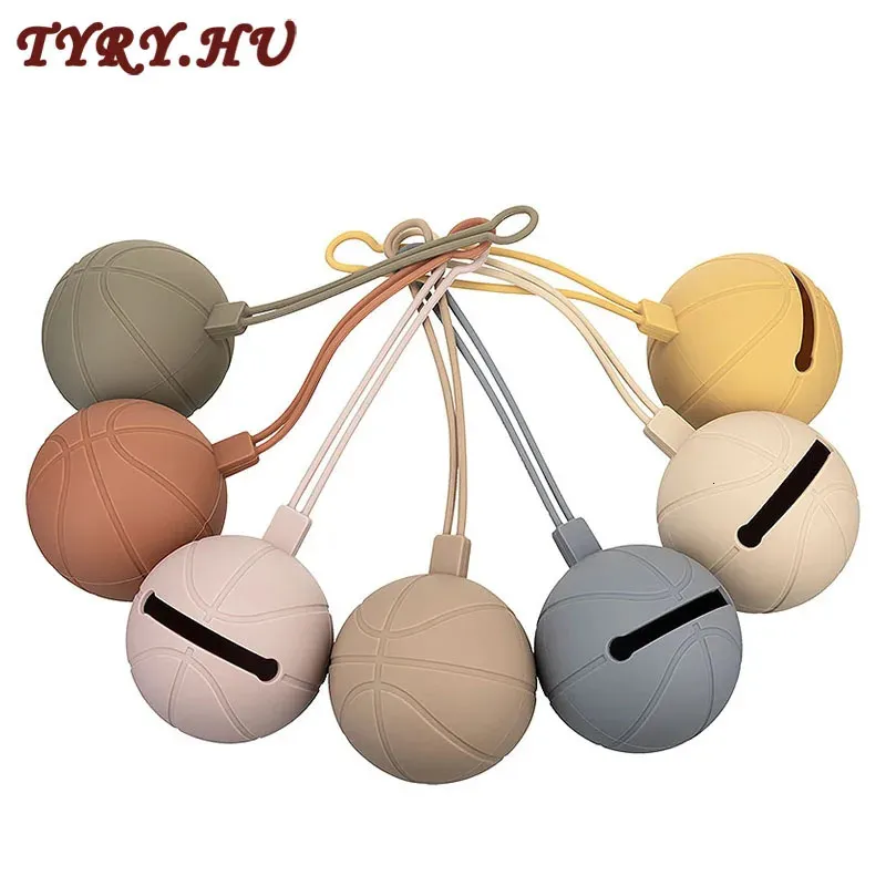 Other Baby Feeding TYRYHU Silicone Pacifier Holder Basketball Container Box Infant Portable Soother Chain Storage BPA Free 231025