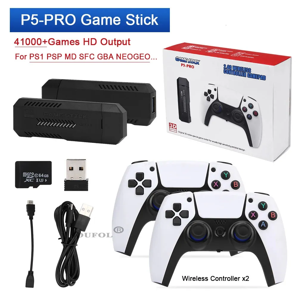 Controller di gioco Joystick Console per videogiochi P5pro 40000 giochi 3D retrò incorporati per PS1/PS/MAME Stick di gioco wireless portatile 2.4G Supporto 4K Uscita TV HD 231024