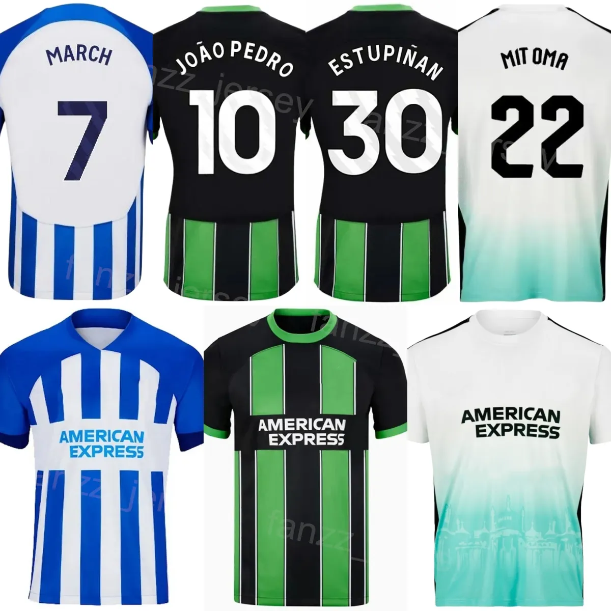 2023-24 FC Club Team Soccer 9 Joao Pedro Jersey 13 Gross 30 Estupinan 11 Gilmour 28 Ferguson 22 Mitoma 7 marca Zestawy koszuli piłkarskiej Uniform Niestandardowy numer Buraidun