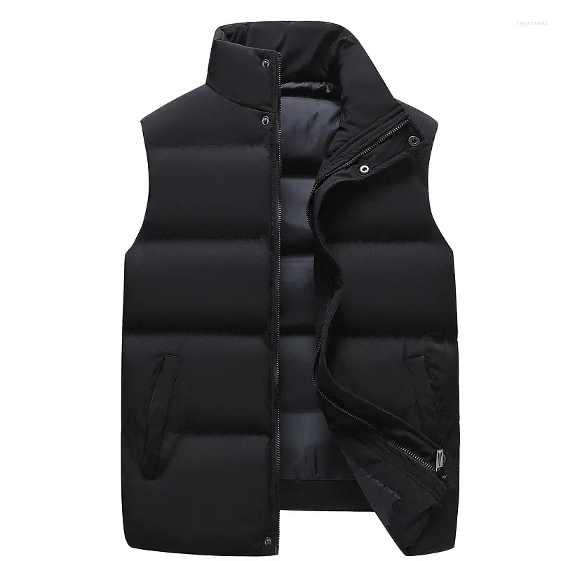 Herenvesten ROOD Vestjack Heren Slim Fit Opstaande kraag Jassen Lente Herfst Casual gilet Warme jas Effen Kleur Bedrukt Stand-up