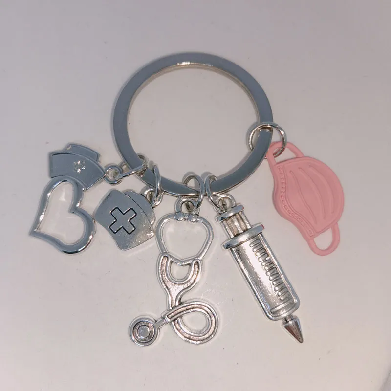 Nurses Doctors Masks Medical Rescue Personnel Keyrings Syringes Stethoscopes Keychains 524