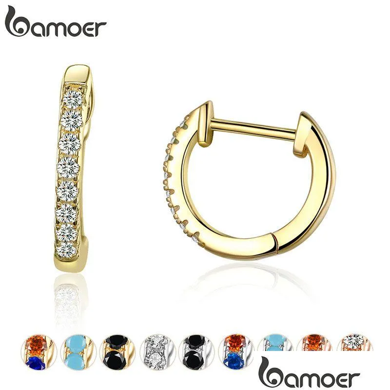 Hoop Huggie 14K Gold Plated 925 Sterling Sier Cuff Earrings With Cubic Zircon 10 Colors Hie Stud For Women Girl Sce498 Drop Delivery Ot9Y3