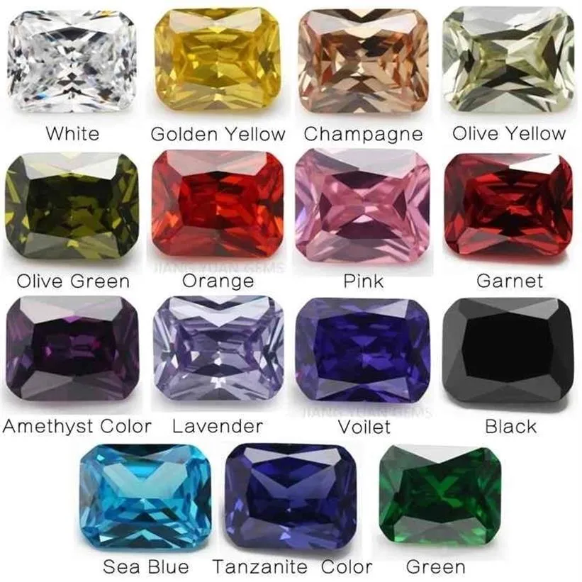 1PCS Per Colors Total 15pcs Size 4x6mm - 10x12mm Octangle Shape Loose Cubic Zirconia Stone197R