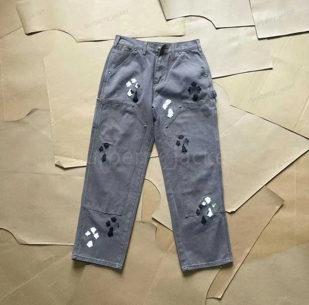 Mens Jeans Designer Make Old Washed Chromees Hearts Jeans Chrome Straight Trousers Heart Cross Brodery Letter Prints Casual For Women Män lastavverkning Byxor